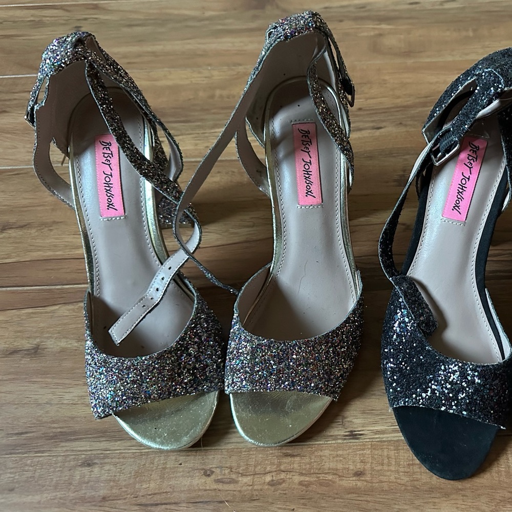 multicolor rainbow glitter betsy johnson heels